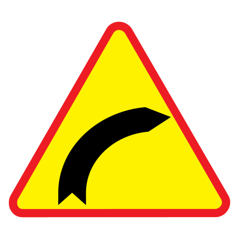 Znak drogowy A-1 niebezpieczny zakręt w prawo 1050 mm