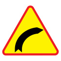 Znak A-1 drogowy Niebezpieczny zakręt w prawo średnica 75 cm