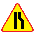 Znak drogowy A-12b zwężenie jezdni prawostronne