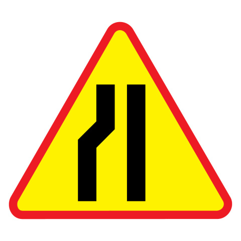 Znak A-13 ostrzegawczy zwężenie jezdni lewostronne 600 mm