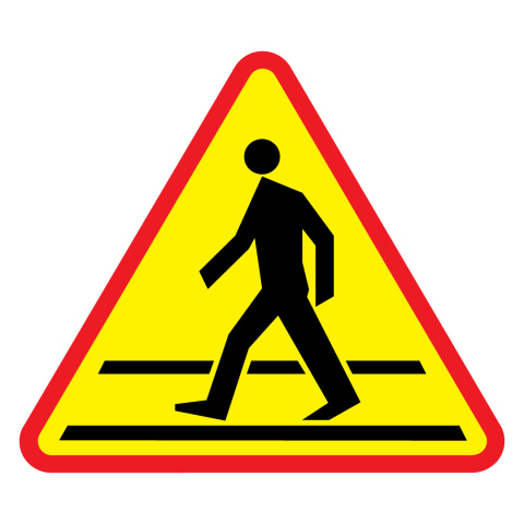 Znak A-16 ostrzega przed przejściem dla pieszych