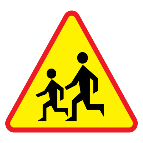 Znak A-17 Uwaga Dzieci ostrzegawczy drogowy 600 mm