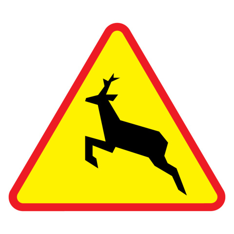 Znak drogowy A-18b dzikie zwierzęta