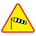 Znak A-19 Boczny wiatr trójkąt żółty