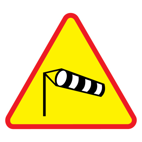 Znak drogowy A-19 Boczny Wiatr - ostrzegawczy rozmiar 900 mm