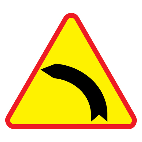 Znak A-2 drogowy ostrzegawczy Niebezpieczny zakręt w lewo 75 cm