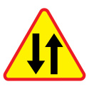 Znak A-20 odcinek o jezdni ruchu dwukieronkowym
