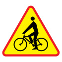 Znak drogowy ostrzegawczy A-24 rowerzyści