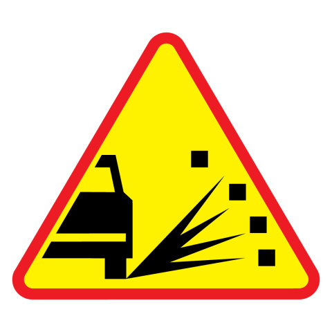 Znak drogowy ostrzegawczy A-28 Sypki Żwir pod kołami 600 mm