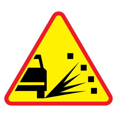 Sypki żwir Znak drogowy ostrzegawczy A-28 600 mm