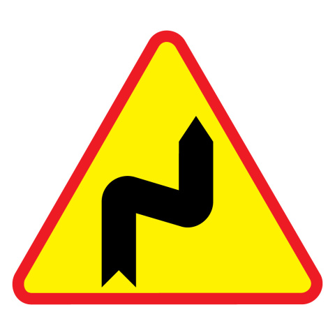 Znak A-3 drogowy niebezpieczny zakręt pierwszy w prawo Ostrzegawczy 750 mm