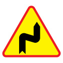 Znak A-3 drogowy niebezpieczny zakręt w prawo  - Ostrzegawczy