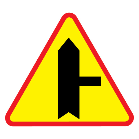 Znak A-6b Skrzyżowanie z drogą podporządkowaną z prawej strony