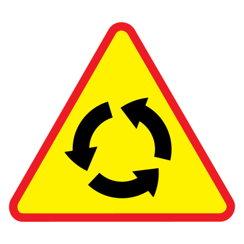 Znak drogowy A-8 ostrzega skrzyżowanie o ruchu okrężnym rondo 600 mm