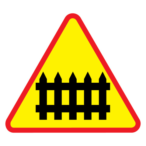 Znak A-9 ostrzegawczy informuję o przejezdzie kolejowym z zaporami