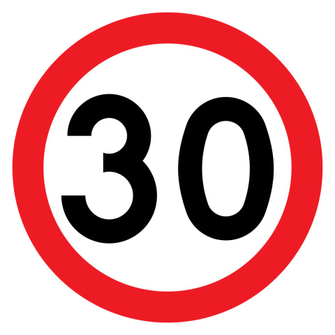 Znak B-33, 30 km/h, folia I generacji, 400 mm