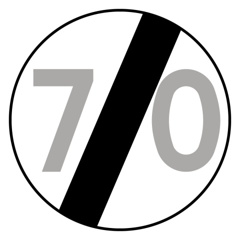 Znak B-34, 70 km/h, folia I generacji, 400 mm