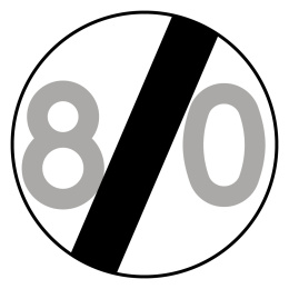 Znak B-34, 80 km/h, folia I generacji, 400 mm