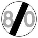 Znak B-34, 80 km/h, folia I generacji, 600 mm