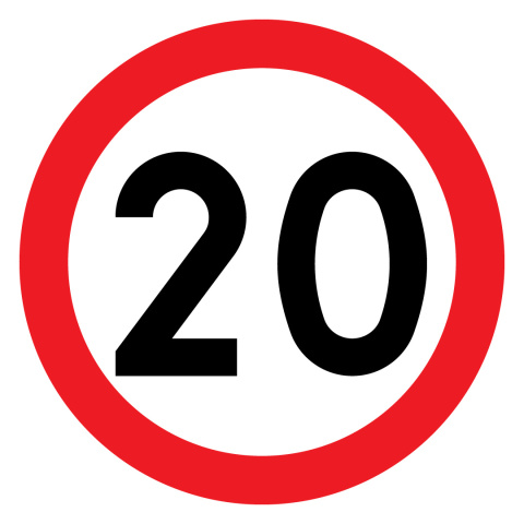 Znak B-33, 20 km/h, folia I generacji, 900 mm Znak B-33, 20 km/h, folia I generacji, 900 mm