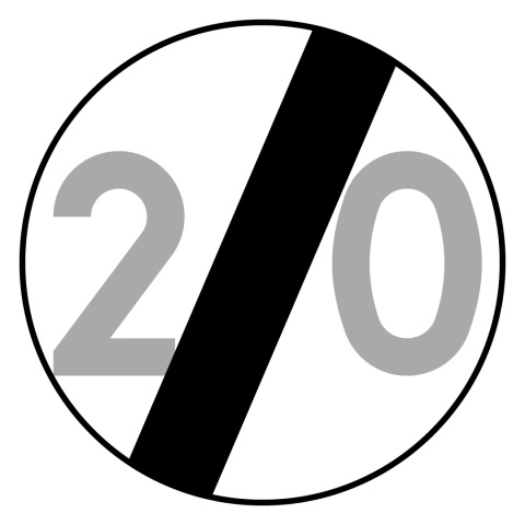 Znak B-34, 20 km/h, folia I generacji, 900 mm Znak B-34, 20 km/h, folia I generacji, 900 mm