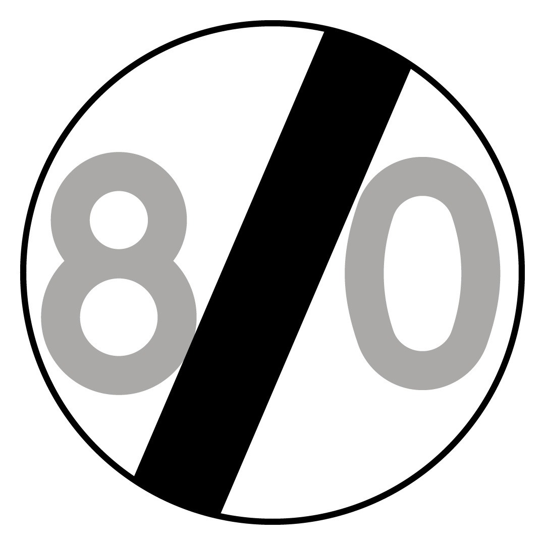 Znak B-34, 80 km/h, folia I generacji, 800 mm
