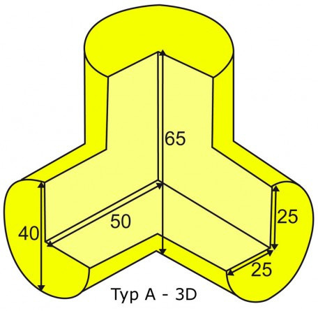 Elastyczny łącznik narożny 3D do profili typu A Elastyczny łącznik narożny 3D do profili typu A
