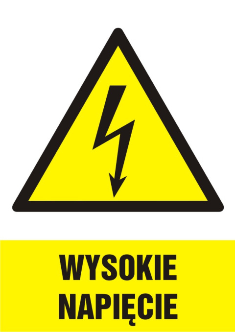 Znak elektryczny - Wysokie napięcie, 10,5x14,8 cm, folia