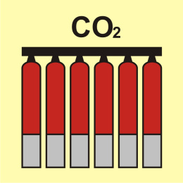 Zamocowana bateria gaśnicza (CO2-dwutlenek węgla), 15x15 cm, SYSTEM TD