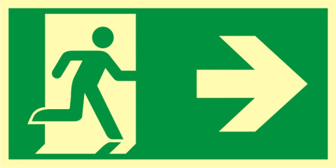 Znak systemu LLL - Kierunek do wyjścia ewakuacyjnego - w prawo, 5x10 cm, PCV 1 mm