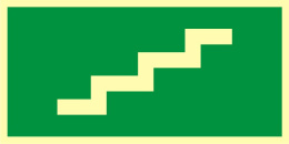 Znak systemu LLL - Kierunek drogi ewakuacyjnej schodami w dół, 10x20 cm, PCV 1 mm