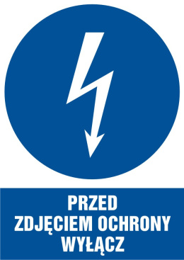 Znak elektryczny - Przed zdjęciem ochrony wyłącz, 10,5x14,8 cm, folia