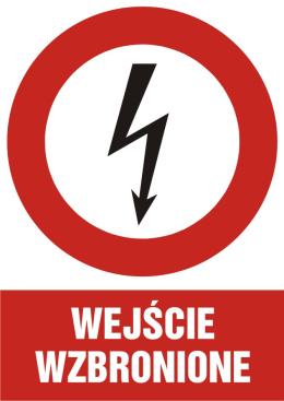 Znak elektryczny - Wejście wzbronione, 14,8x21 cm, folia
