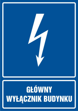 Znak elektryczny - Główny wyłącznik budynku, 14,8x21 cm, folia