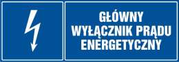Znak elektryczny - Główny wyłącznik energetyczny prądu, 3,7x10,5 cm, folia