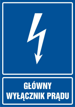 Znak elektryczny - Główny wyłącznik prądu, 14,8x21 cm, folia