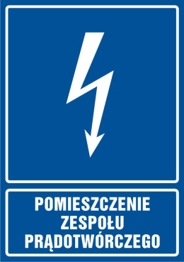 Znak elektryczny - Pomieszczenie zespołu prądotwórczego, 10,5x14,8 cm, folia