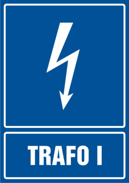 Znak elektryczny - Trafo 1, 10,5x14,8 cm, płyta sztywna PCV - 1 mm