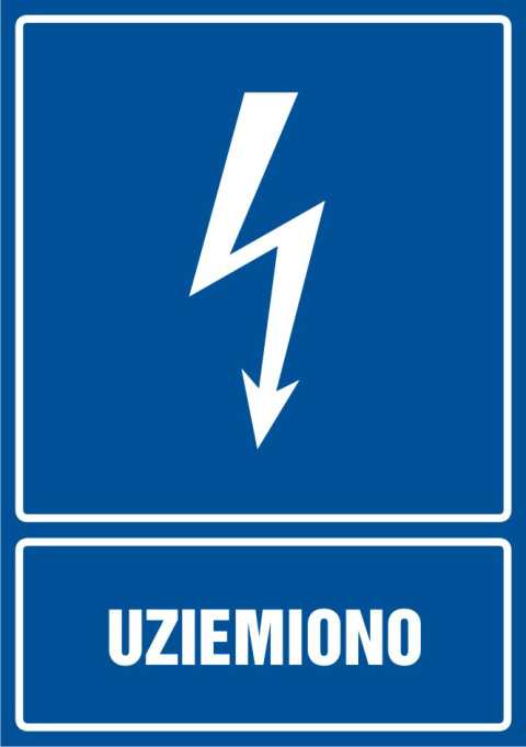 Znak elektryczny - Uziemiono, 10,5x14,8 cm, folia