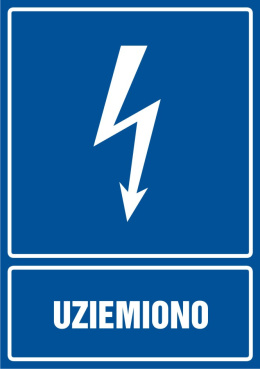 Znak elektryczny - Uziemiono, 14,8x21 cm, folia