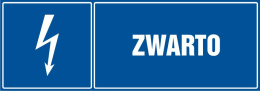 Znak elektryczny - Zwarto, 14,8x42 cm, płyta sztywna PCV - 1 mm