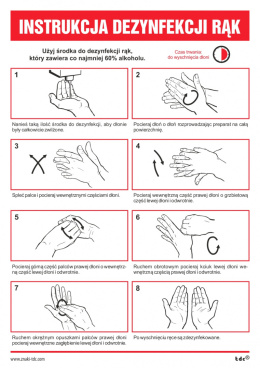 Ilustrowana instrukcja dezynfekcji rąk- skrócona, 14,8x21 cm, folia