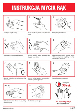 Ilustrowana instrukcja mycia rąk- skrócona, 14,8x21 cm, płyta cienka PCV - 0,5 mm