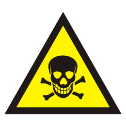 Znak bezpieczeństwa - Ostrzeżenie przed substancjami toksycznymi, 10,5x10,5 cm, płyta sztywna PCV - 1 mm