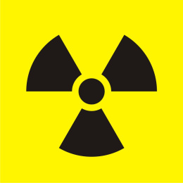 Znak ostrzegawczy do oznakowania opakowania źródła promieniowania (znak uzupełniający), 14x14 cm, folia