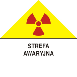 Znak ostrzegawczy do oznakowania strefy awaryjnej, 23x23 cm, folia