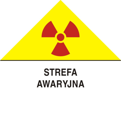 Znak ostrzegawczy do oznakowania strefy awaryjnej, 23x23 cm, folia