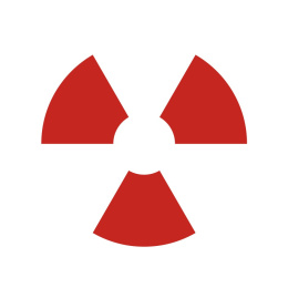 Znak ostrzegawczy do oznakowania zamkniętego źródła promieniowania, 3,5x3,5 cm, folia