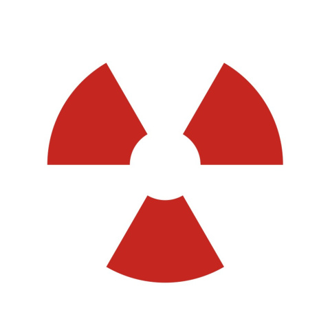 Znak ostrzegawczy do oznakowania zamkniętego źródła promieniowania, 3,5x3,5 cm, PCV 1 mm