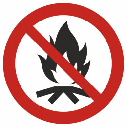 Zakaz rozpalania ognisk, 10,5x10,5 cm, folia